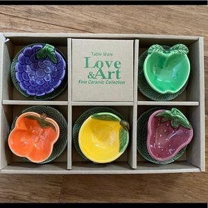 Set of 5 Fruit Shaped Fine Ceramic Dishes